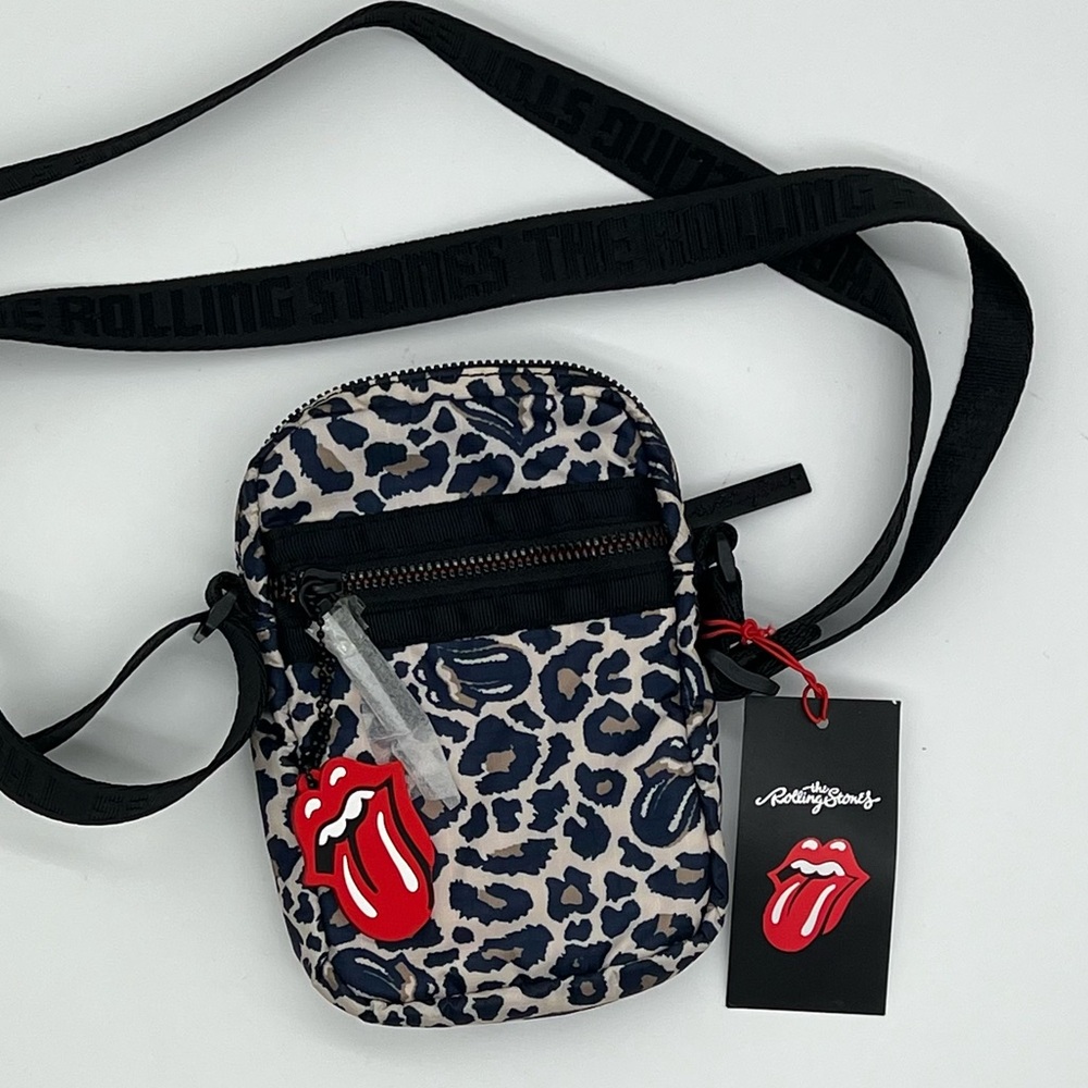 The Rolling Stones Evolution Mobile Bag Crossbody Leopard Print Bugatti NWT